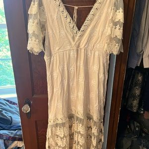 Bohme Clara white lace maxi dress